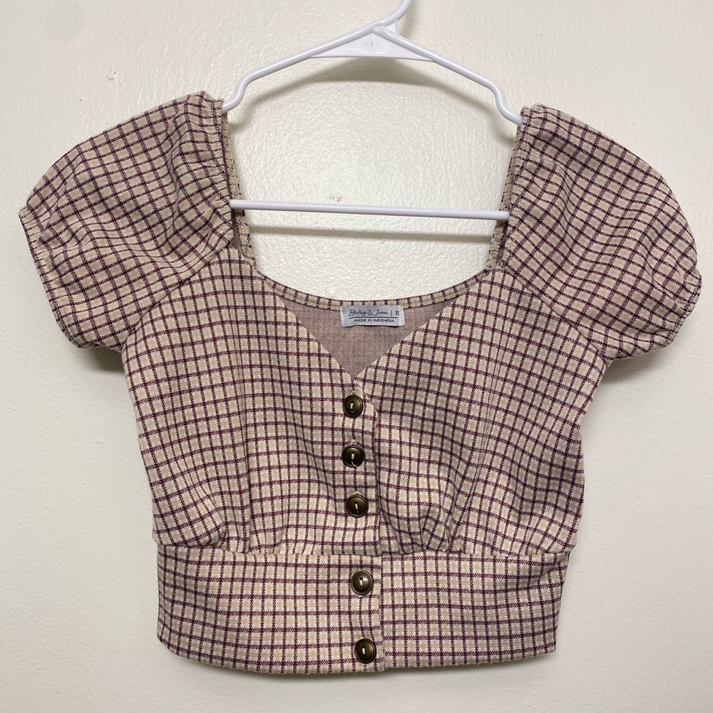 Chic Plaid Button-Up Crop Top